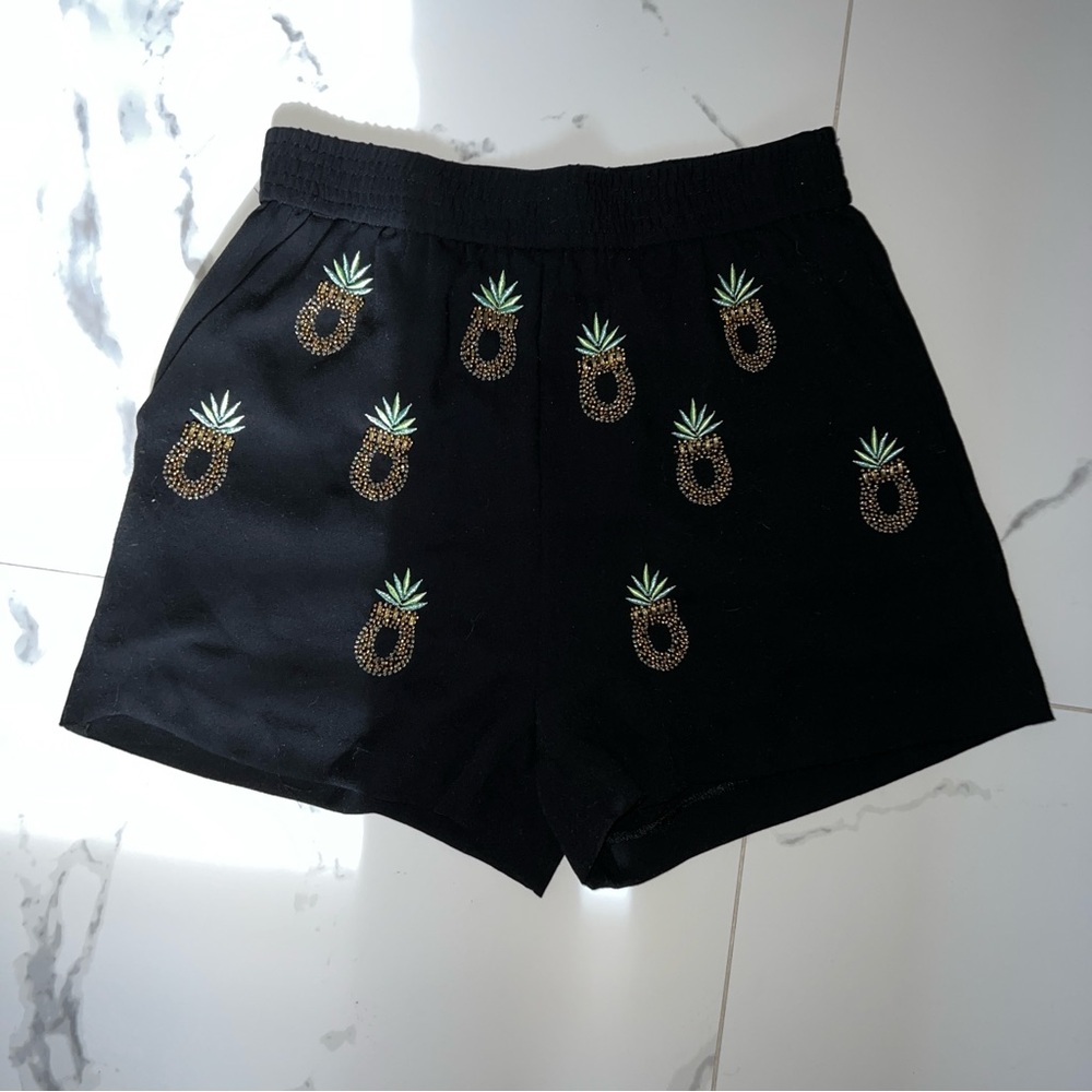 H&M flowy shorts with pineapple sequins